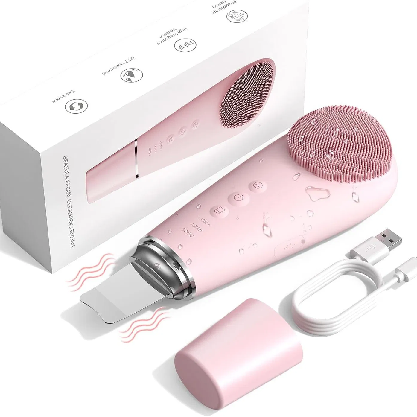 Deep Cleansing Rechargeable Silicone Face Scrubber Pore Purifying Improve Skin Issues Brightening Skincare Electric Beauty Device Facial Cleansing Brush