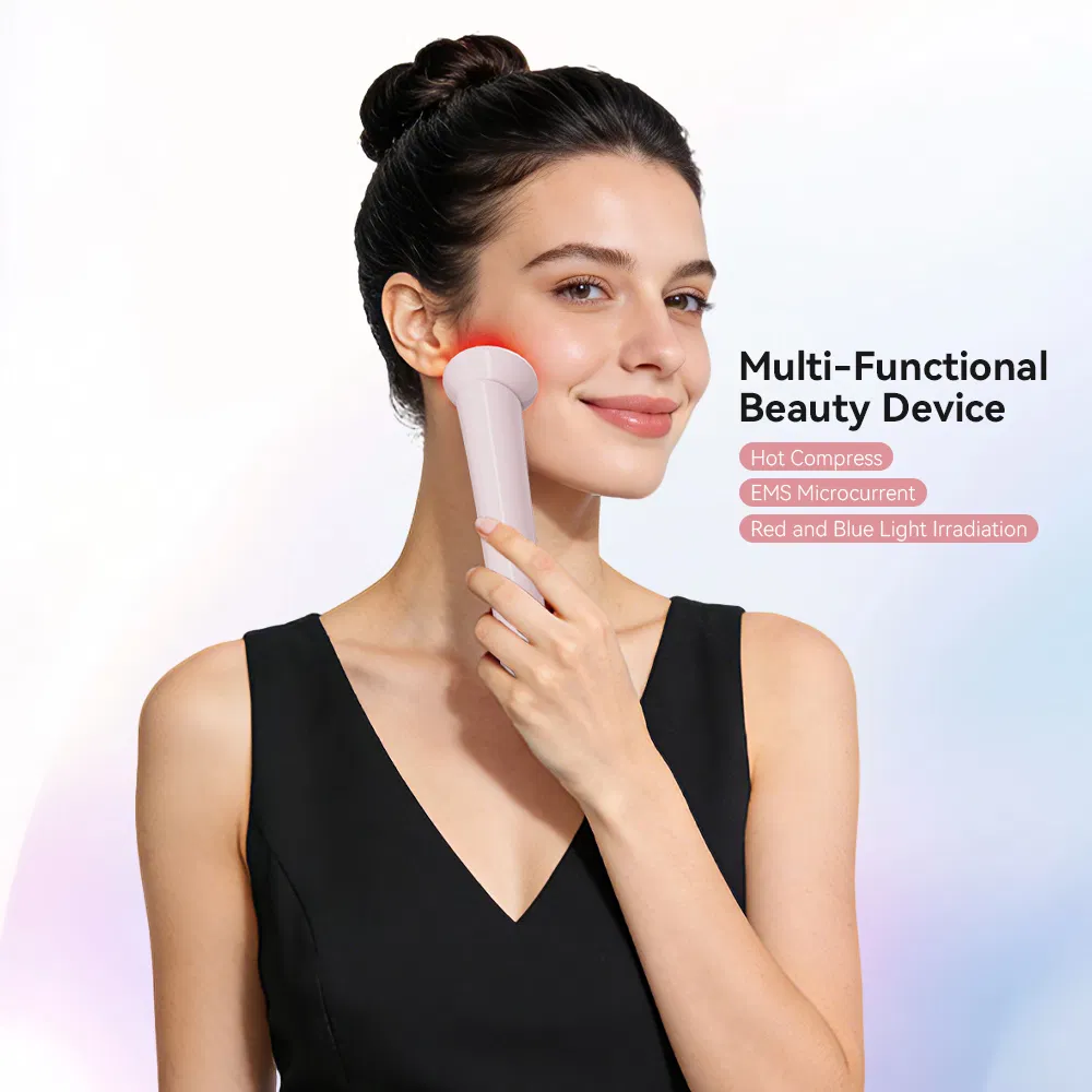 Multifunction Mini Electric Beauty Device Facial Massager EMS Microcurrent LED Red Blue Light Heated Therapy Face Lifting Machine Anti-Aging Skin Care Equipment