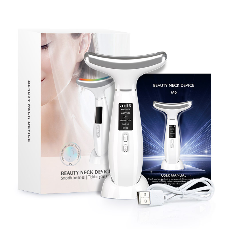 4 Colors LED Light Therapy Microcurrent Face Lifting Double Chin Removal Neck Beauty Device