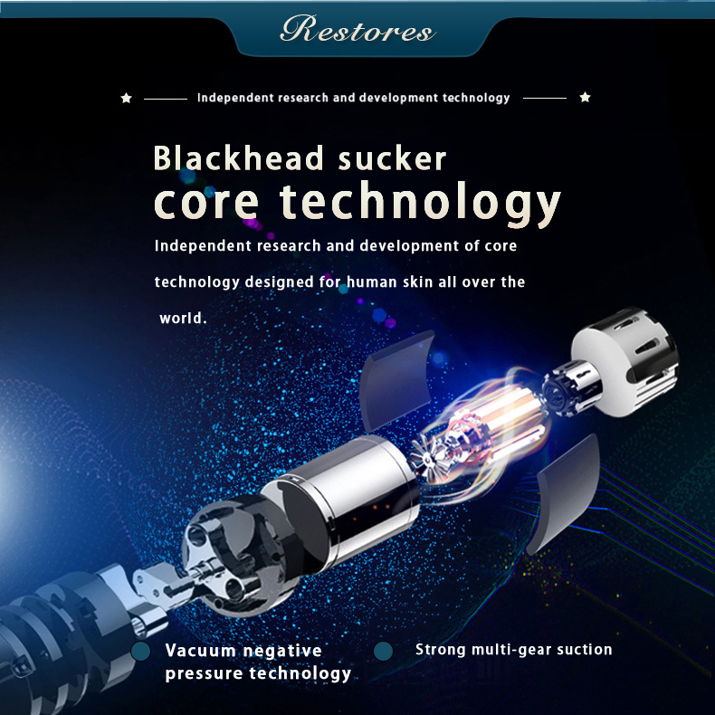 Pore Blackhead Suction Device with 5 Head Attachments