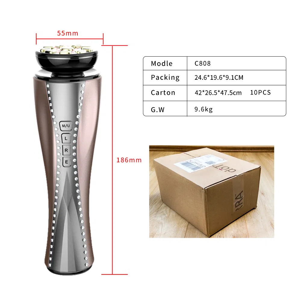 Skin Rejuvenation EMS Red LED Light Facial Device, Skin Care Face Massager with Thermal