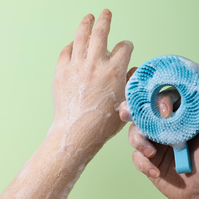 Custom Doughnut Shape Silicone Bath Shower Exfoliating Massager Brush Facial Cleansing Brushes