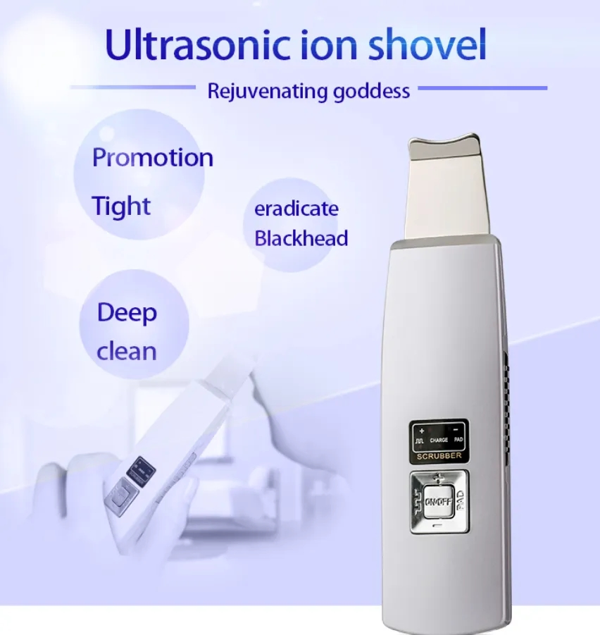 Ion Facial Blackhead Acne Remover Pore Cleaner Face Deep Cleansing Skin Spatula Ultrasonic Skin Scrubber