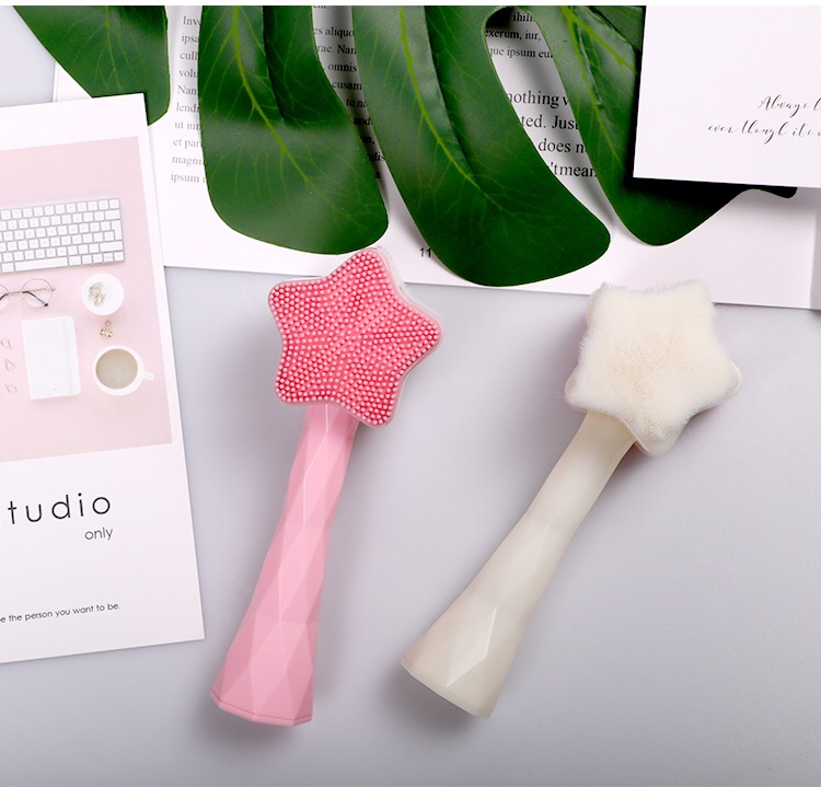 Double Sided Superfine Fiber Facial Brush Makeup Face Facial Cleaning Brush