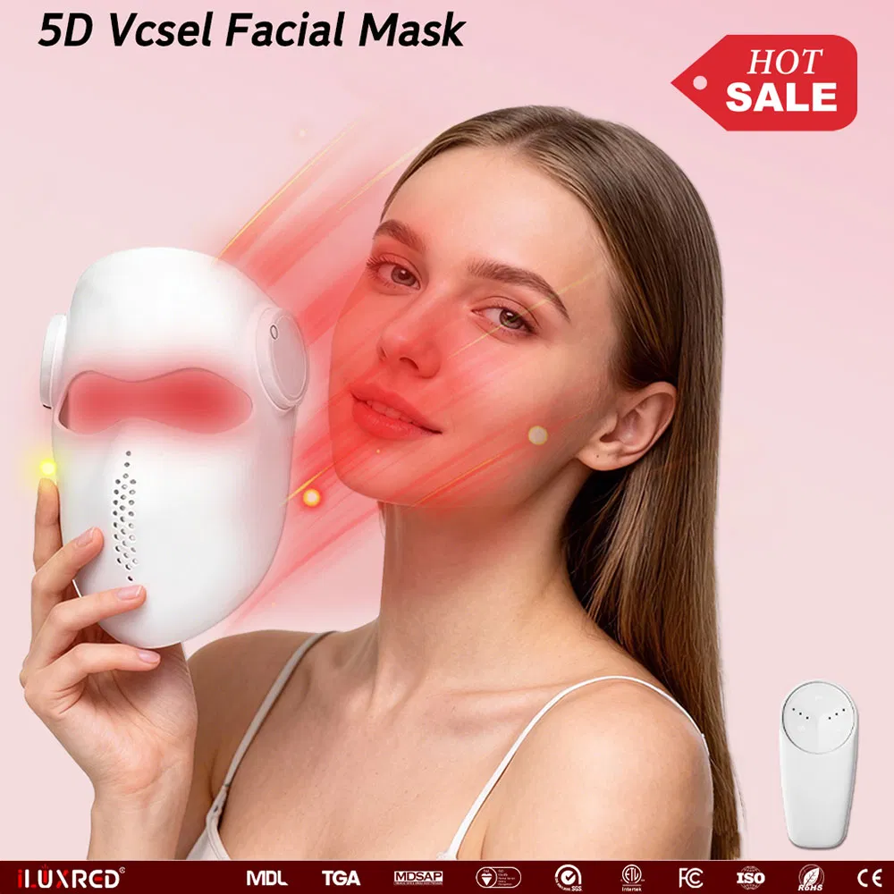 Colors Infrared LED Beauty Silicone Facial Mask Red Light Therapy Device for Face and Eye 5D Red Light Therapy Mask