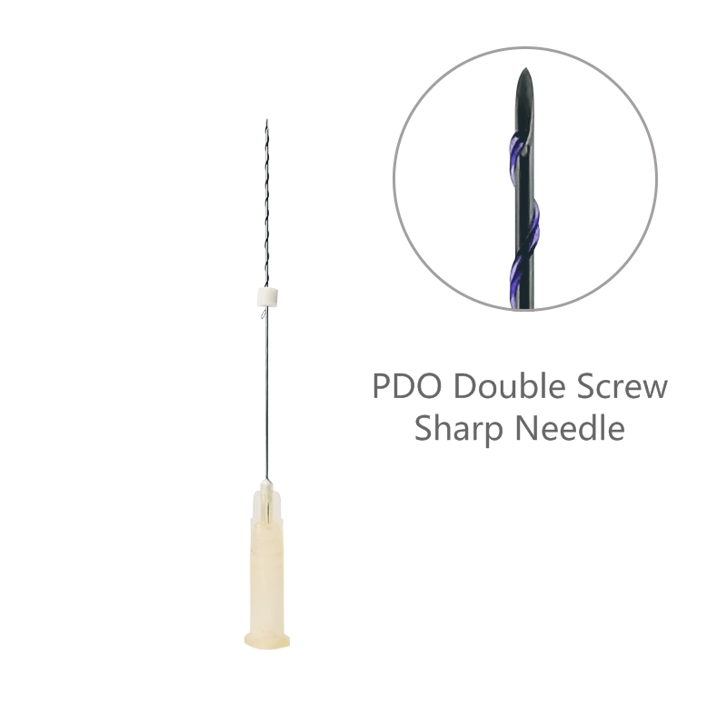 Skin Tightening Sharp Double Screw Pdo Thread for Neck Lifting