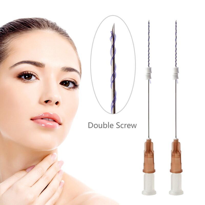 Skin Tightening Sharp Double Screw Pdo Thread for Neck Lifting