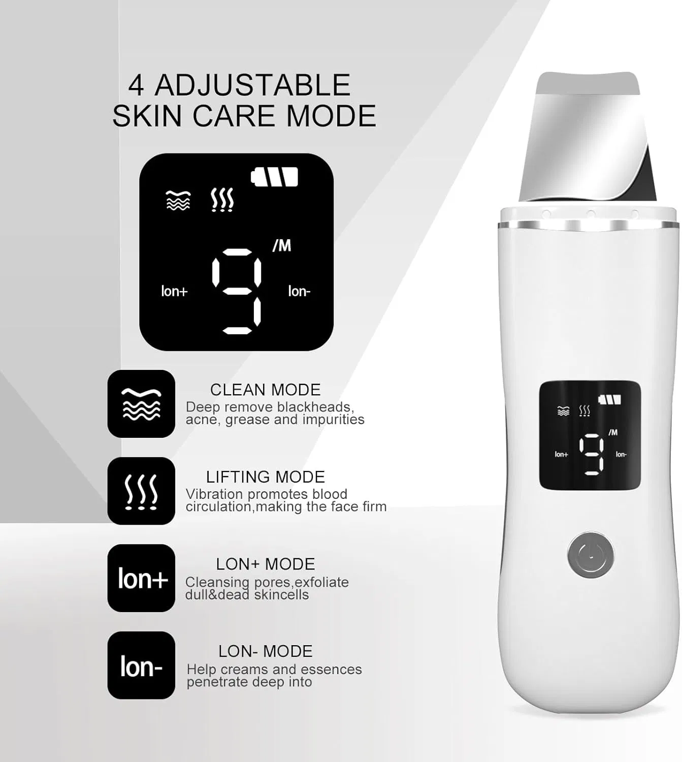 2024 High Quality Home Use Facial Peeling Skin Care Cleaner Ultrasonic Skin Scrubber