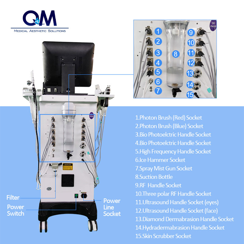 Hydro Oxygen Facial Machine Serums 17 in 1 Multi-Function Hydro Dermabrasion Water Skin Care Concentrated Oxygen Machine
