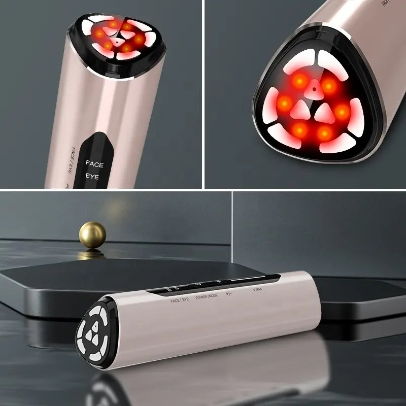 660nm Red Light EMS Skin Tightening 3MHz RF Lifting Beauty Massager Vibration V Face Lift Wrinkle Remover RF Beauty Device