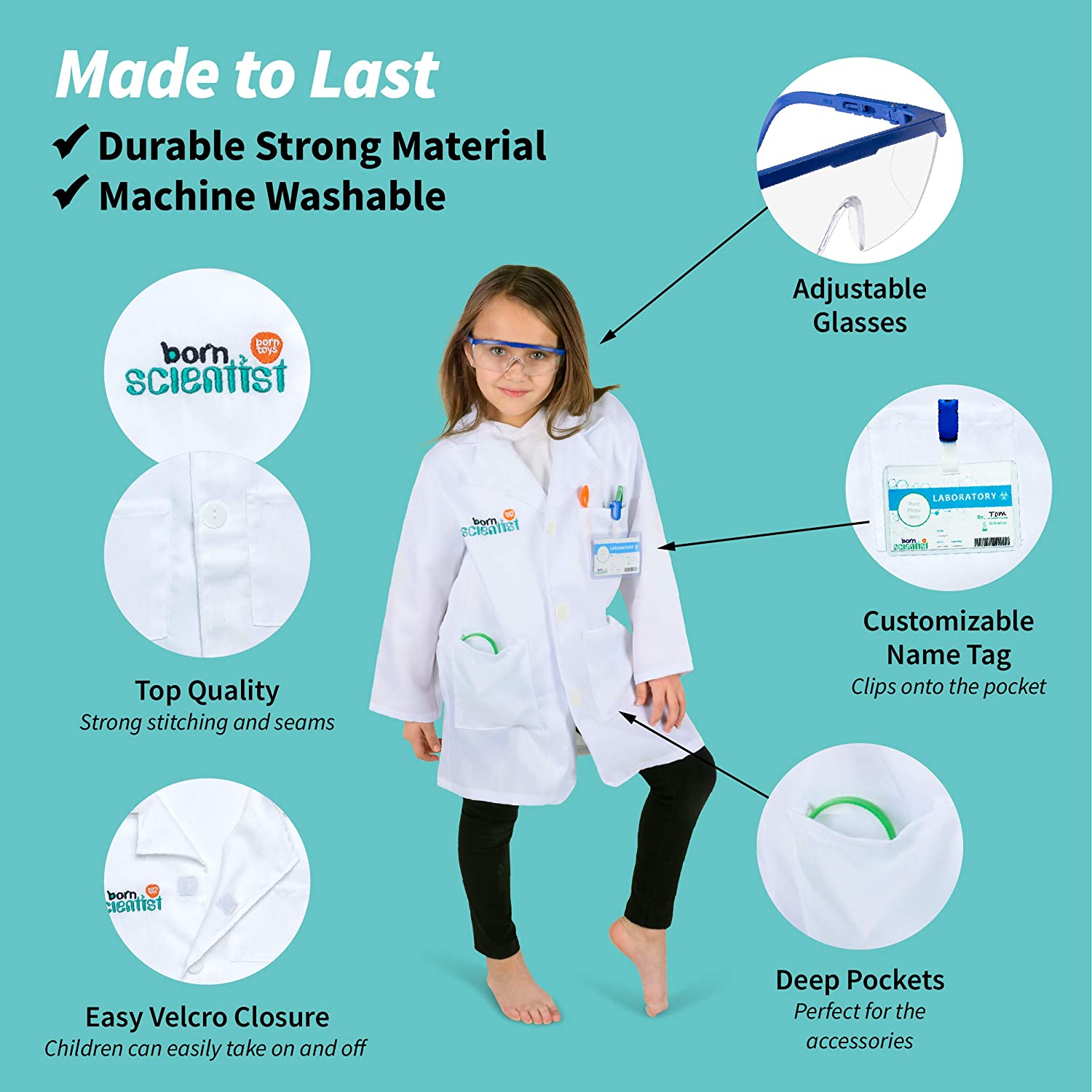 15 Pieces Kids Educational Science Experiment Kit Scientist Costume Dress up Kids Role Play Toys for 3-7 Years Old