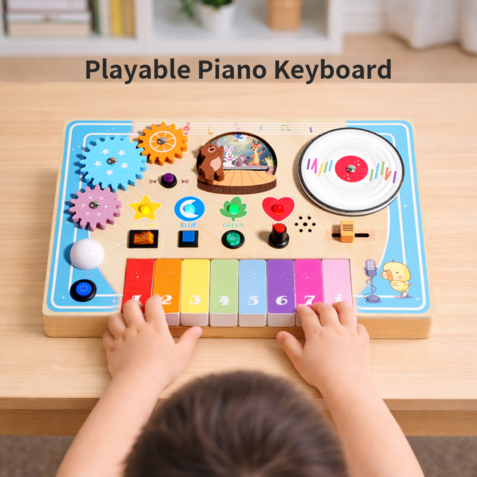 Custom Portable Wooden Sensory Activity Board for Kids-Educational Music DJ Circuit Busy Board LED Montessori Inspired Travel
