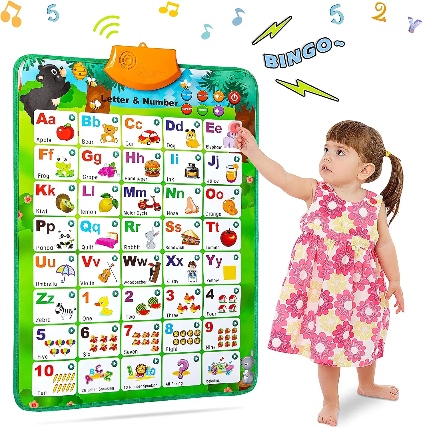 Education Toy Learning Poster Christmas Birthday Gifts Interactive Alphabet Wall Chart Toy