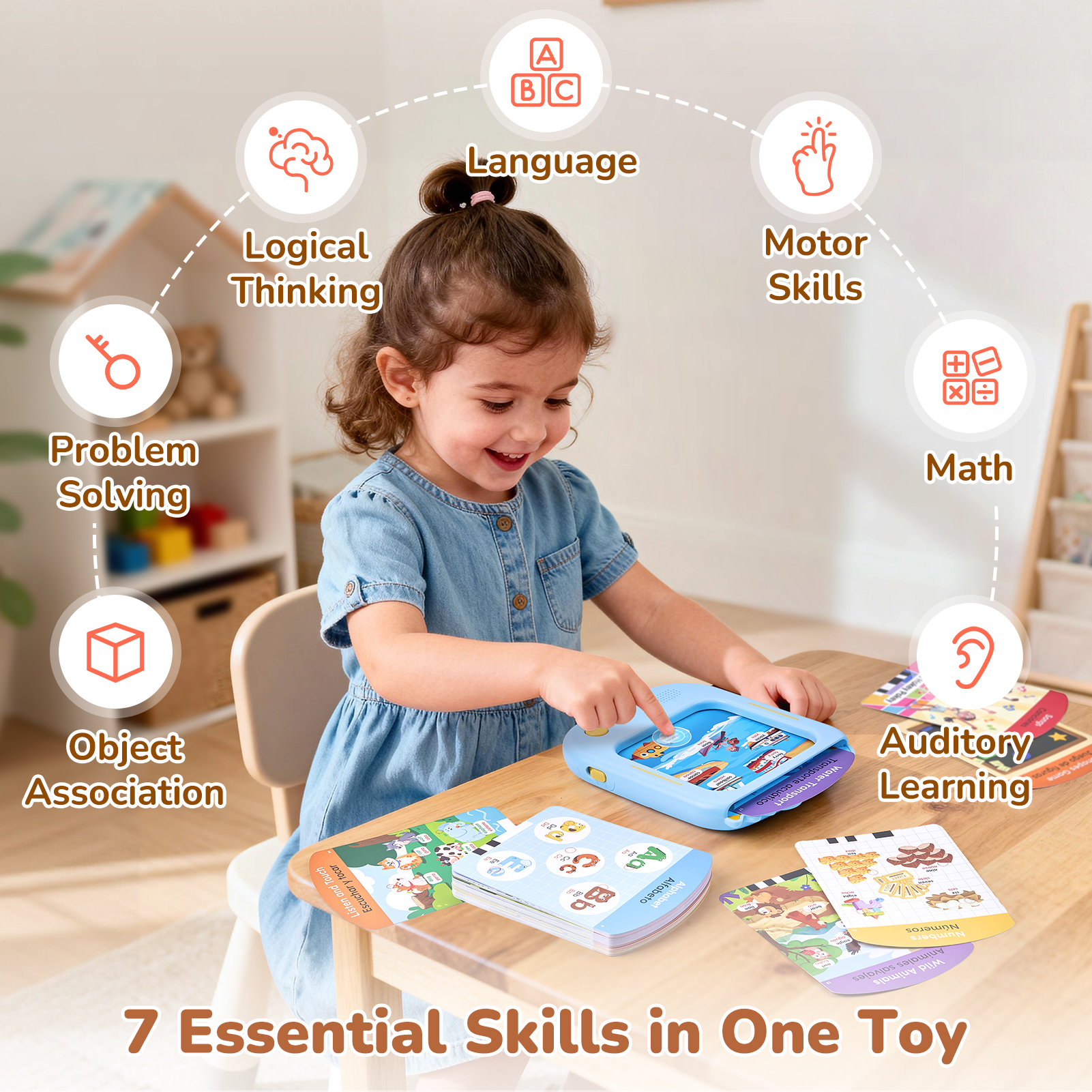 Joycat Pocket Speech Toys 80 English Spanish Bilingual Flash Cards Sensory Language Learning Educational Talking Cards