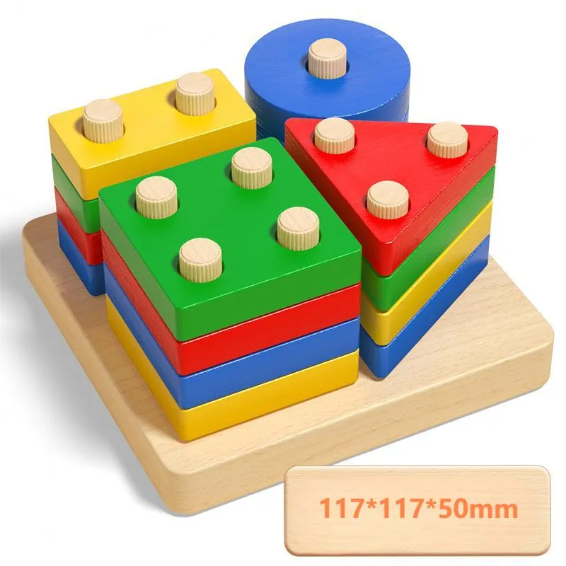 Montessori Toys for Toddlers 1-3 Years Old, Wooden Shape Sorter Learning Puzzle for 2-4 Year Old Kids, Birthday Gifts for Boys & Girls