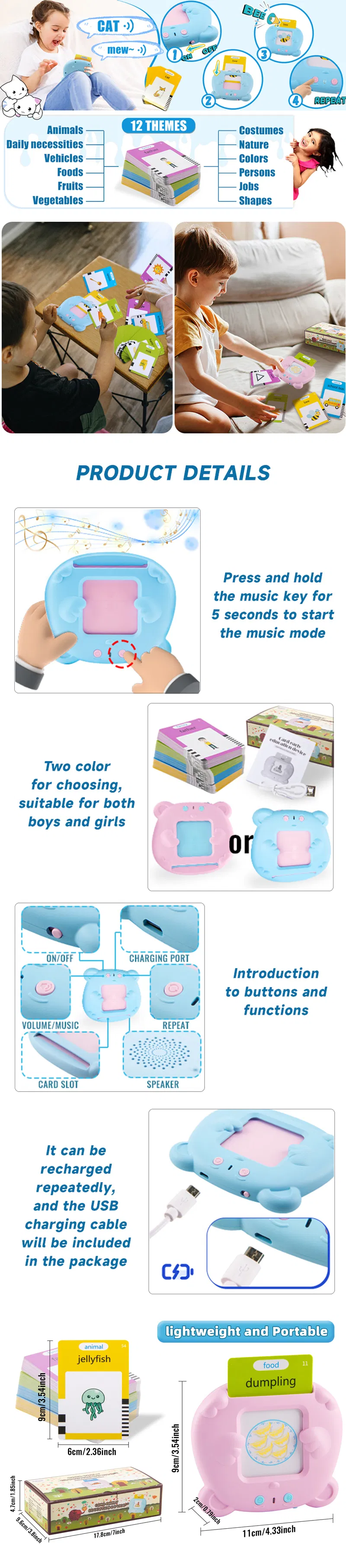 Early Learning Machine Cognitive Talking Flash Card Educational Toy
