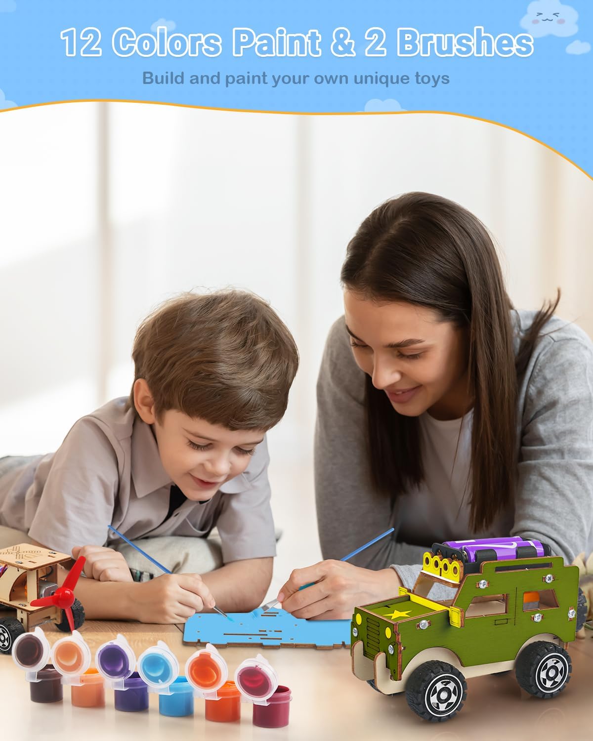 5 Set Wooden 3D Puzzles Model Car Kits Science Engineering Toys Science Kits Stem Kits for Kids