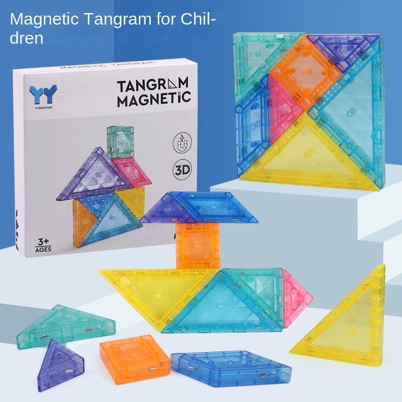 Magnetic Tangram Puzzles for First Grade Math Teaching Special Educational Toys for Kindergarten Primary School Students