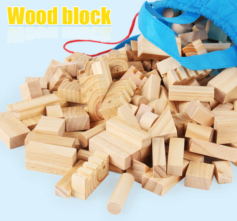Children's Educational Construction Toy 162-Piece Natural Wood Color Building Blocks City Theme Shape Recognition 0-24 Months