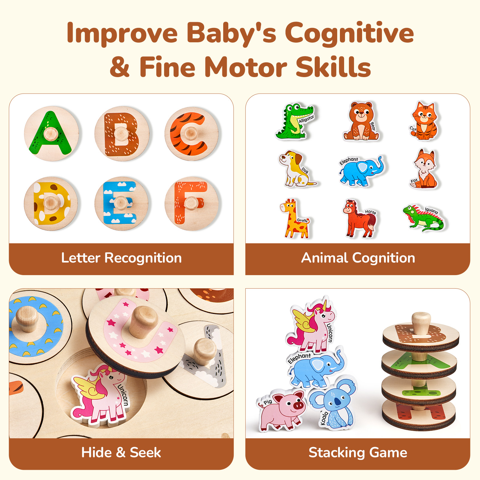 Joycat Matching Stacking Building Block Clock Sets 3D Puzzles Board Musical Figure Game Montessori Educational Toys for Kids