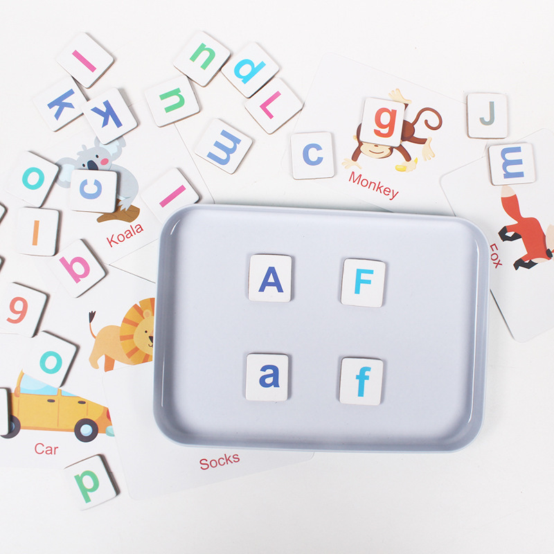 Magnetic Iron Box Word Puzzle Game Children Ages 4-6 Early Learning Alphabet Recognition Matching Spelling Wooden Toy