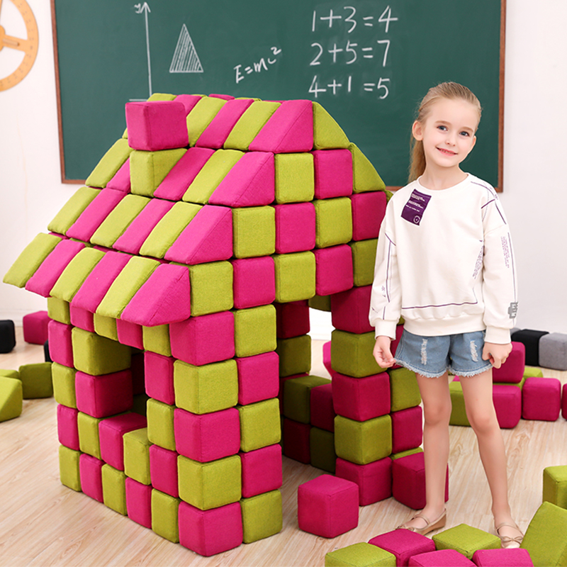 Magnetic Fabric Building Blocks Set Educational DIY Toys for Kids Indoor Play Kindergarten Preschool Learning ---- House Bundle