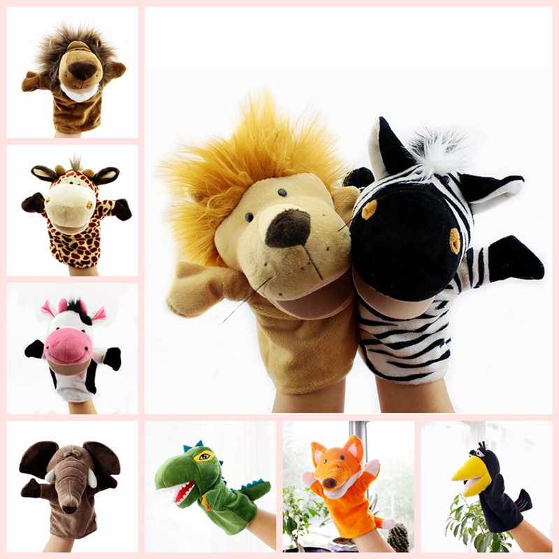 Kawaii Custom Role Play Game Early Education Stuffed Cartoon Forest Animal Plush Finger Hand Puppet Toys