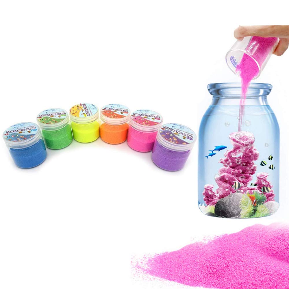 1200g Magic Not Wet Sand Science Kit 6 Colors DIY STEM Toys for Kids Sand Does Not Dissolve in Water Experiment