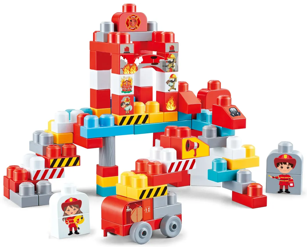 Plastic Bricks Early Educational Learning Toy for Kids Creative DIY 80PCS Fire Large Building Blocks Set