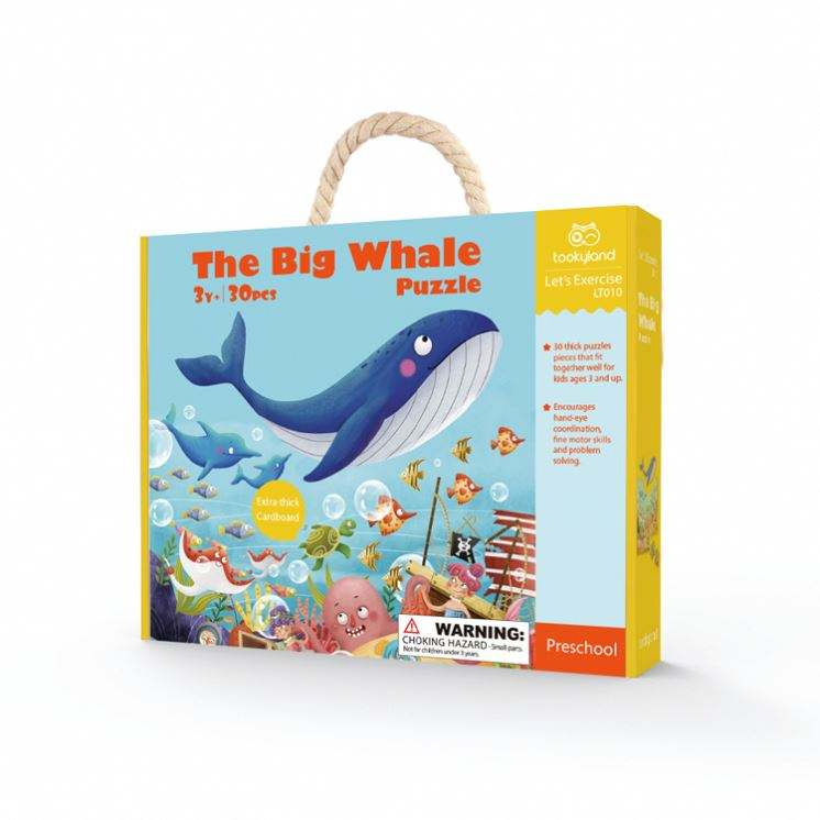 Children's The Big Whale Wooden Jigsaw Puzzles Animal Cognitive Games Educational Toys for Kids Learning