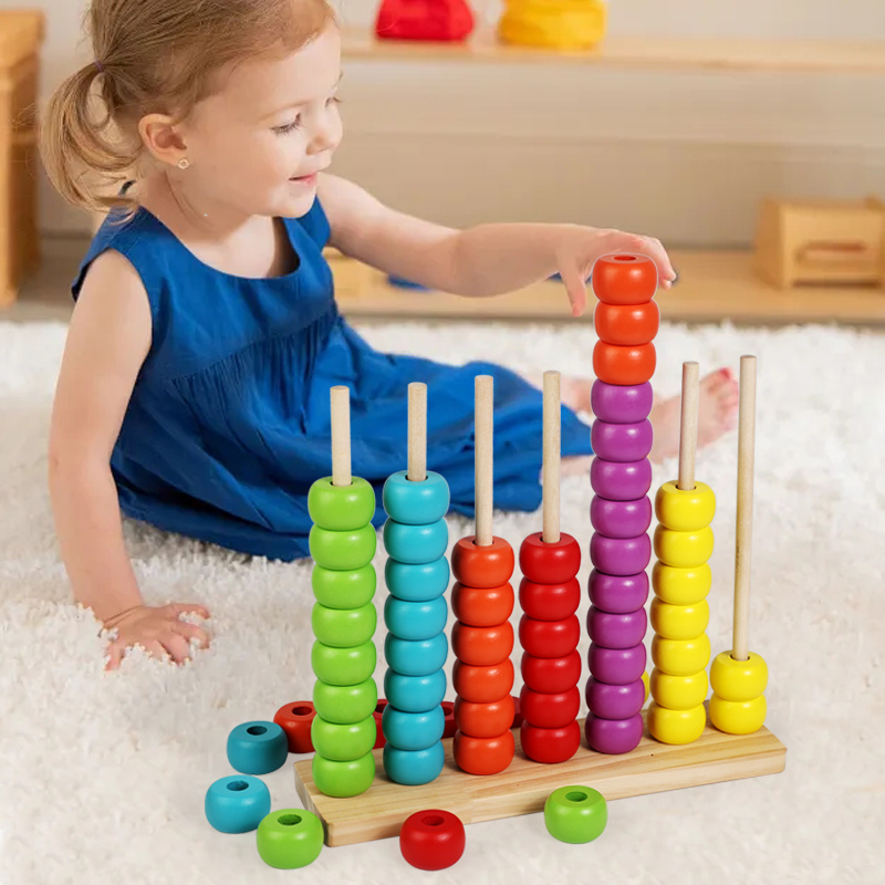 Portable Montessori Math Toys For Early Learning, Wooden Number Counting Games For Homeschooling STEM Education Travel Toy