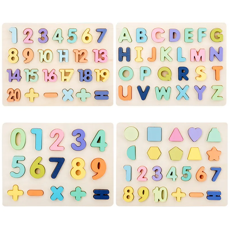 Kids Wooden Numbers and Letters Matching Puzzle Board Toy