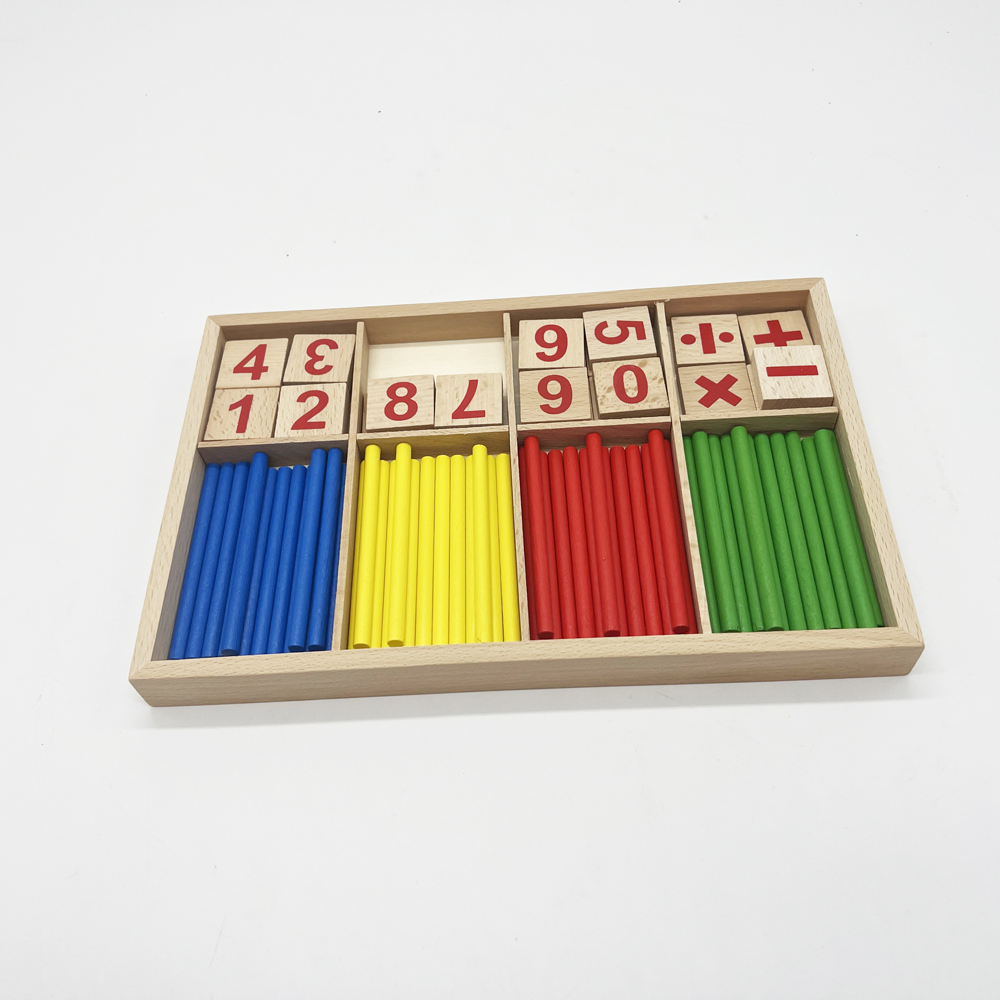 Mathematics Teaching Aids Numbers Blocks and Wood Sticks Learning Set Beech Wood Counting Sticks