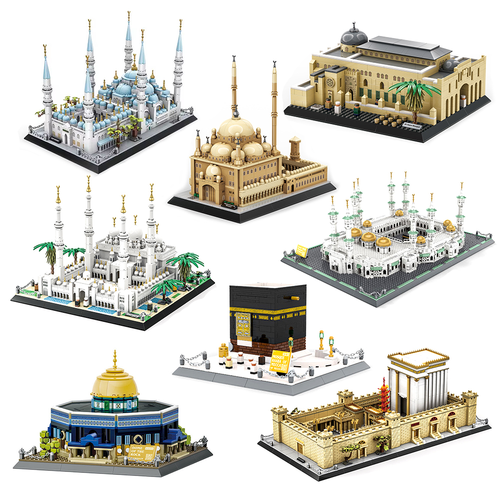 Wange Famous Modular Building Blocks 6220 Great Mosque Of Mecca Model Islamic Series Building Block Blue