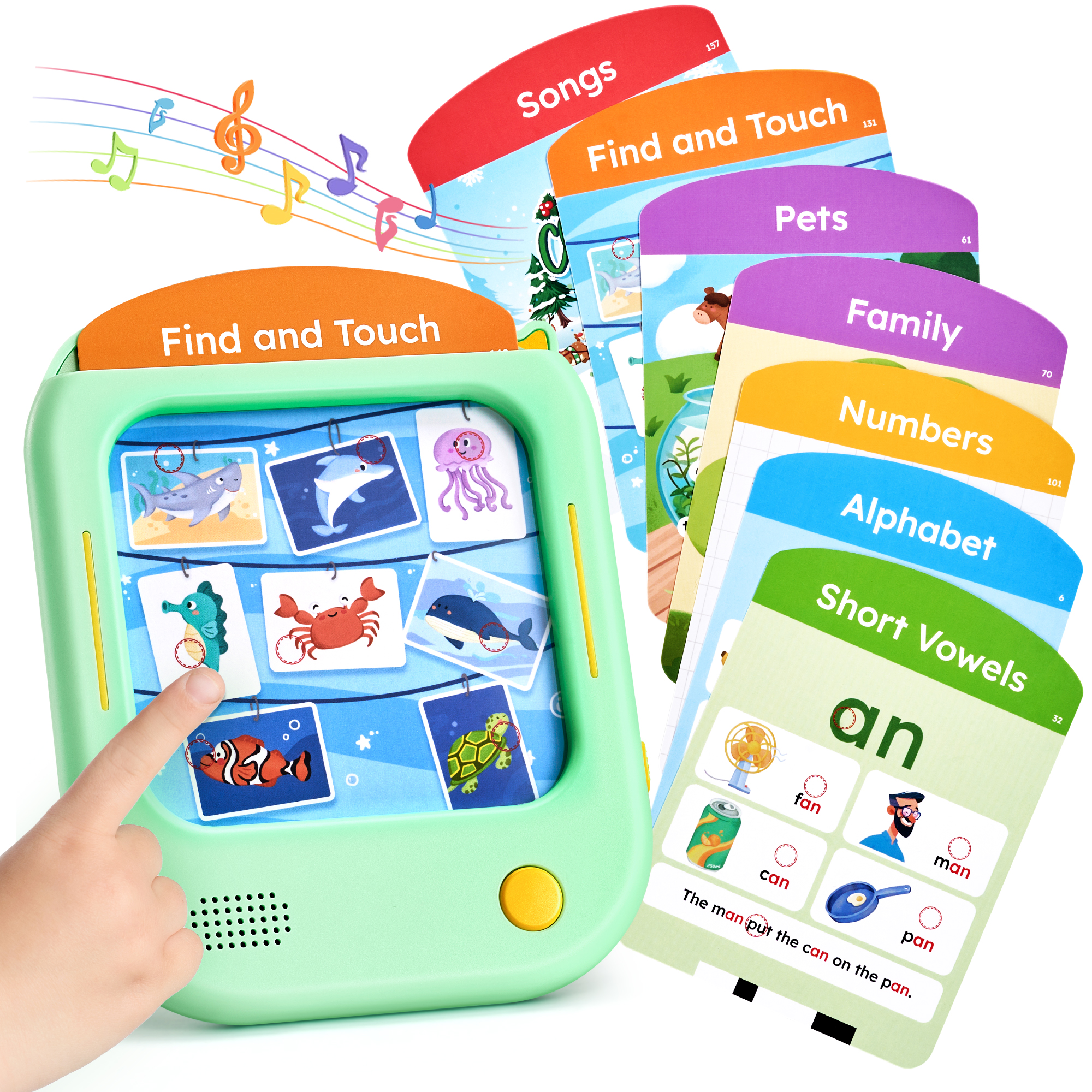 Joycat Interactive Educational Learning Tablet Toy for Kids Screen Free Phonics Learning Toy with 80 Flash Cards