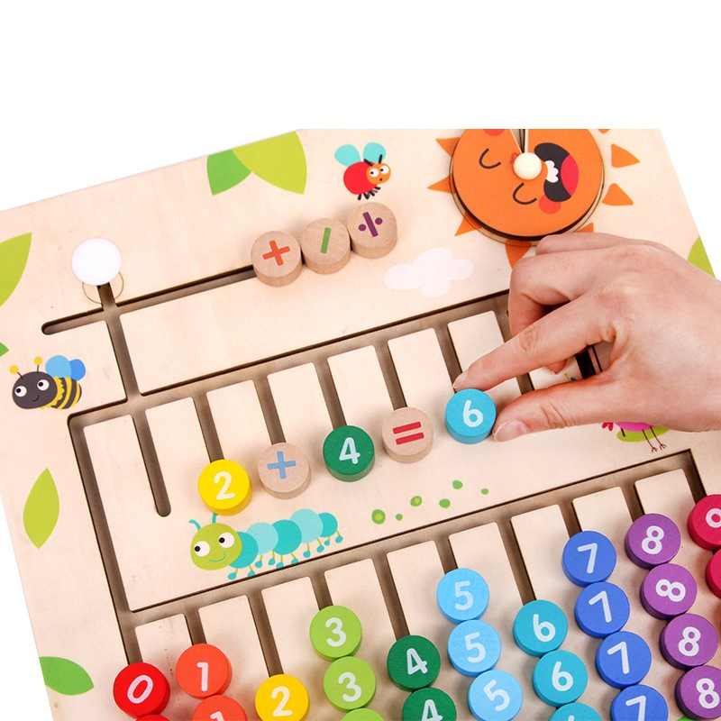 Wooden Toy Learning Educational Math Slide Counting Puzzle