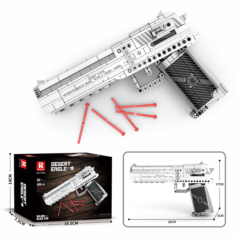 Desert Eagle Launcheable FPS Game Role Play Assembly Educational DIY Building Block Pistol Model Toy for Boys Adults
