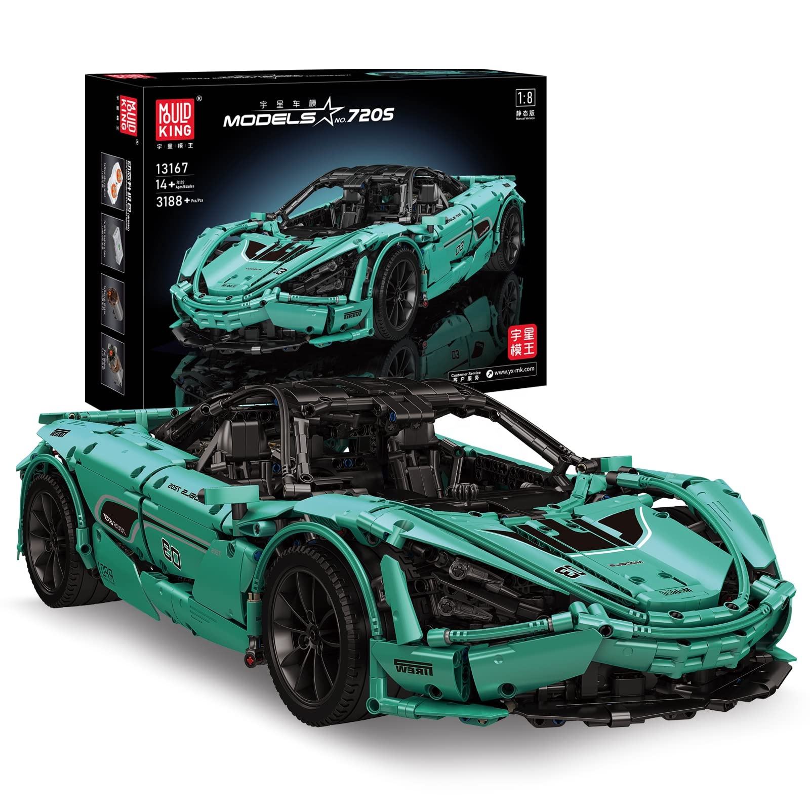 Mould King 13167 Model Sport Racing Car 1:8 720S Building Blocks MOC 46762 Kids DIY Educational Bricks 3188pcs With Motor
