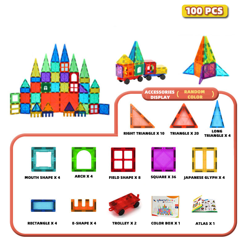 Montessori Material Kids Educational Toys Magnetic Tiles Magnetic Blocks Plastic Building Blocks 3d Magnetic Puzzle