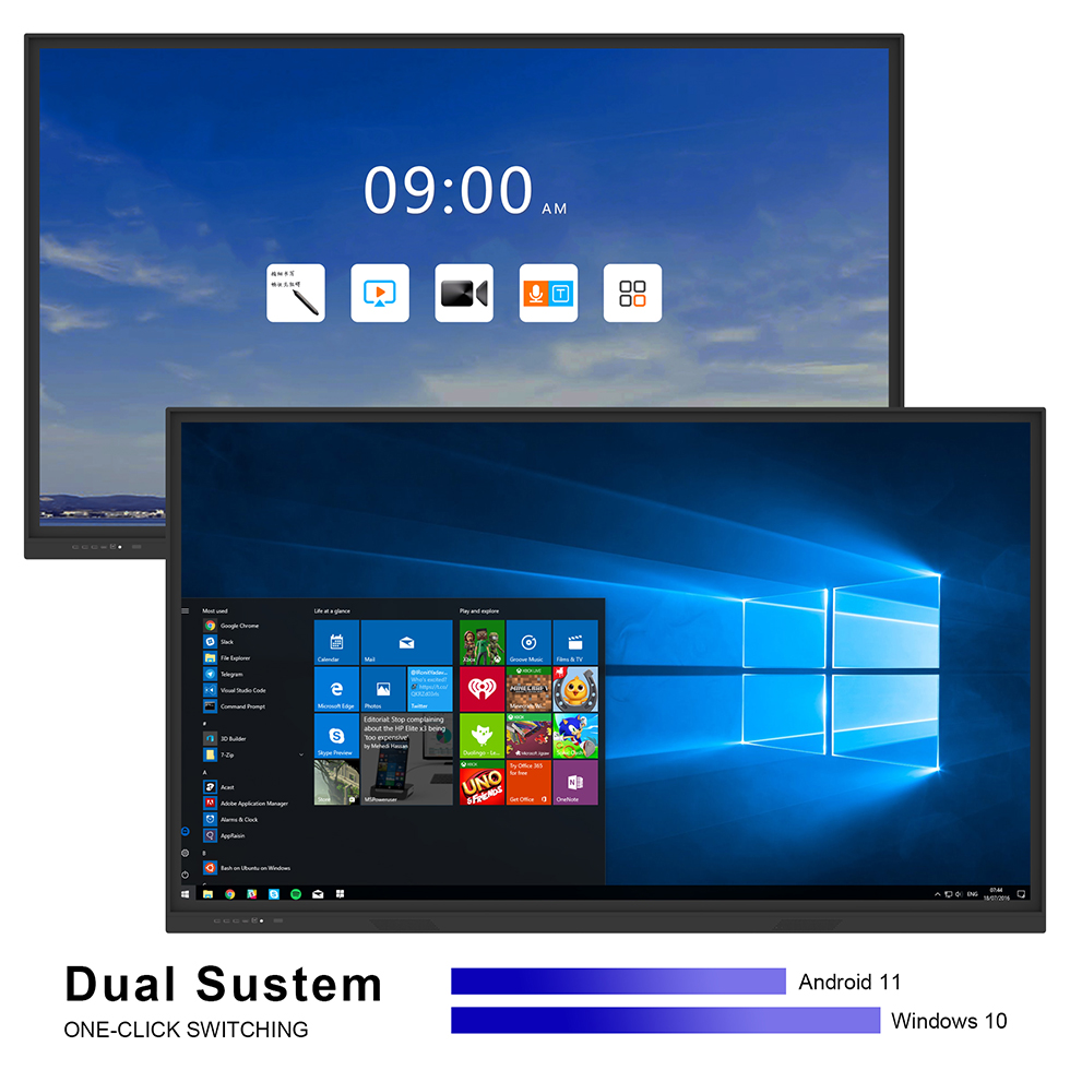 2025 Hot Sales 4K 65 75 86Inch Digital Board Touch Board AI Camera All-In-One Android PC School Furniture Interactive Whiteboard