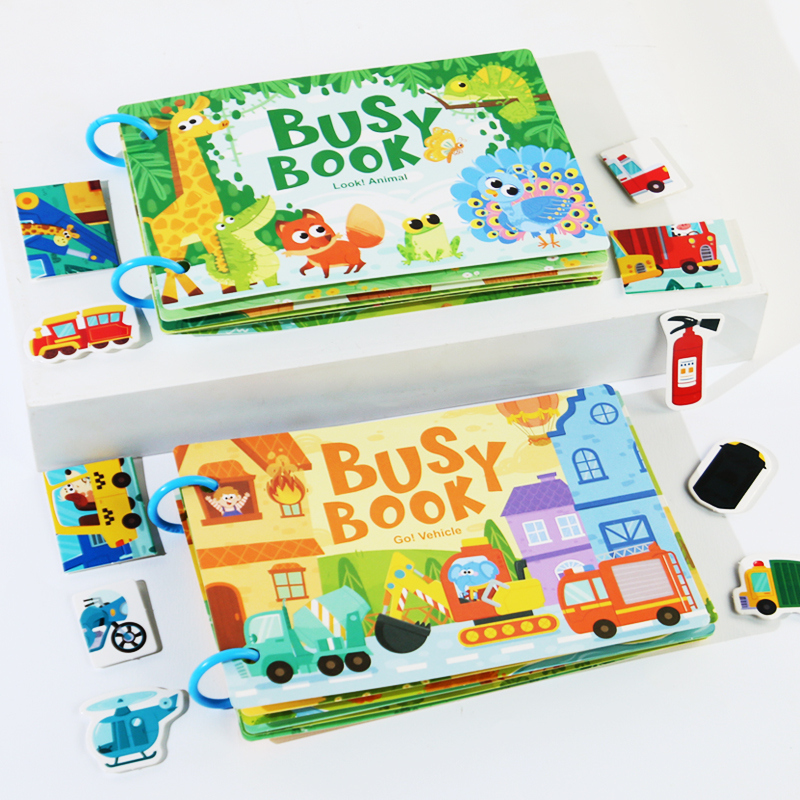 Montessori Dinosaur Fruit Quiet Busy Books Children Activities Puzzle Paste Matching Game Educational Learning Toys For Kids