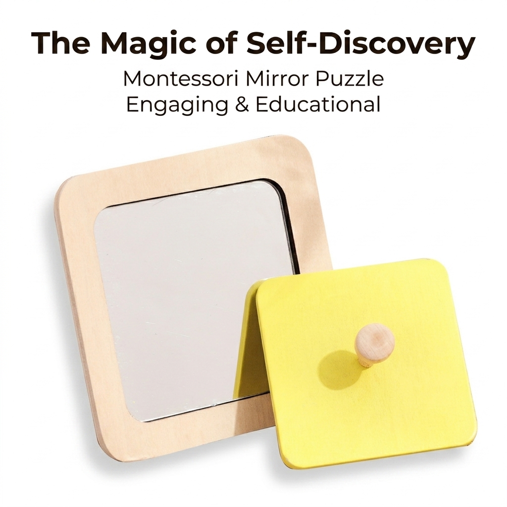 New Eco-friendly Montessori Wooden Mirror Puzzle Self-Discovery Toy Toddlers Early Educational Preschool Teaching Aids Unisex
