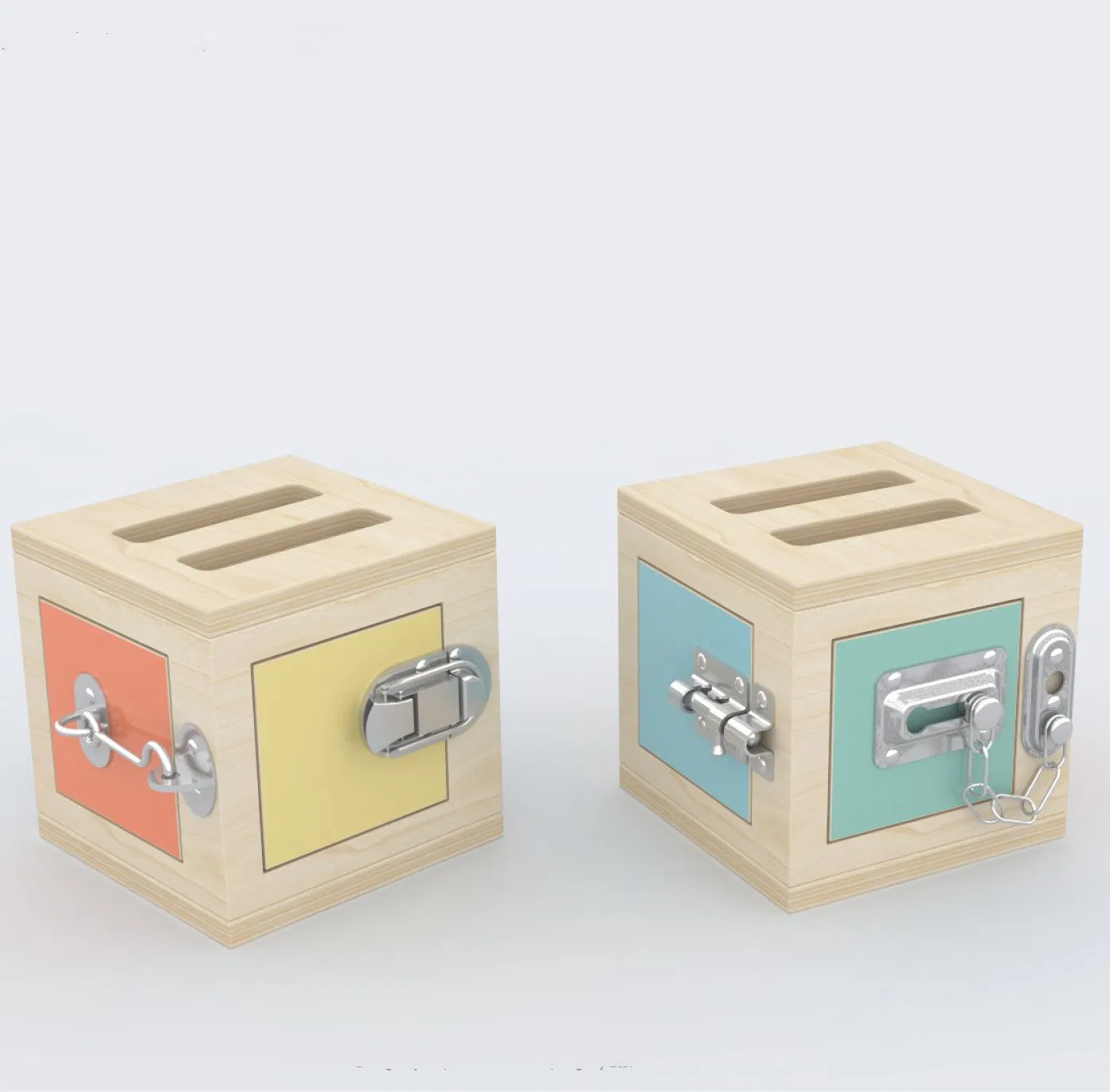Montessori Educational Wooden Lock Box Mechanisms Learning Play Set