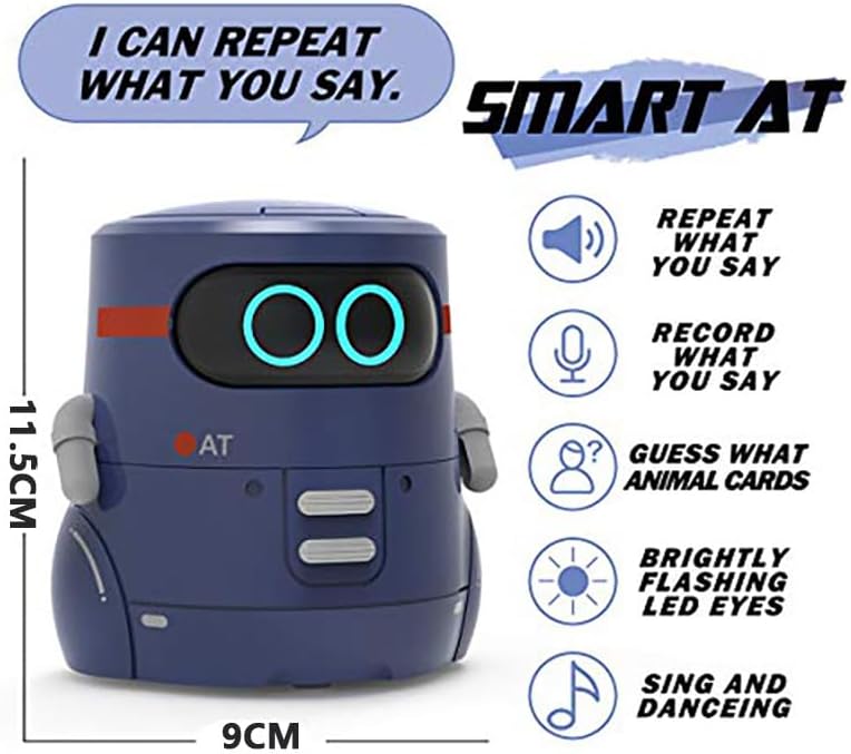Smart Robot Toy For Kids, Mini Interactive Talking Robot With Voice Repeating Recording Singing Dancing LED Eyes