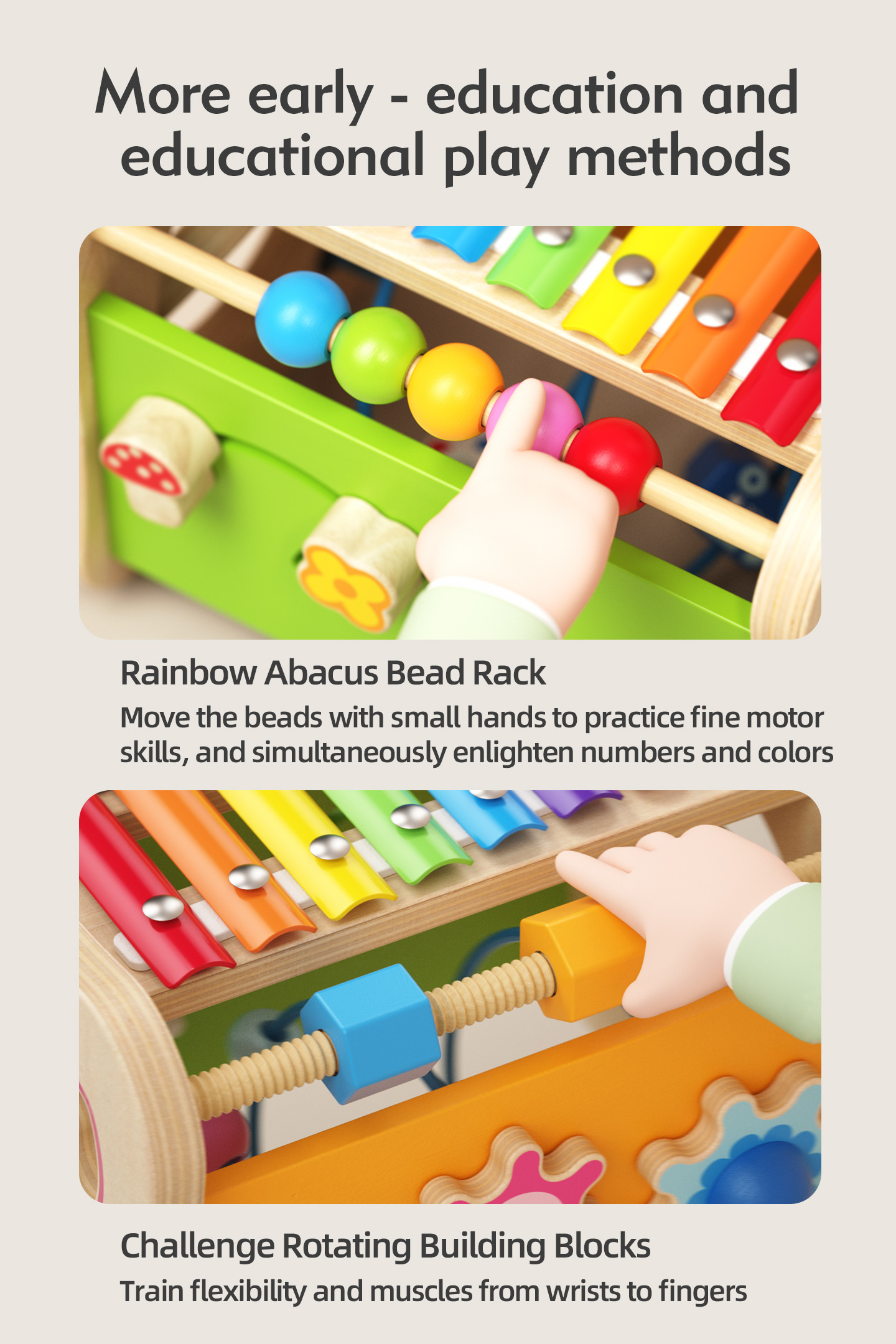 Montessori Wooden Educational Toys for Toddlers 1-2 Years Sensory Multi-Functional Activity Box
