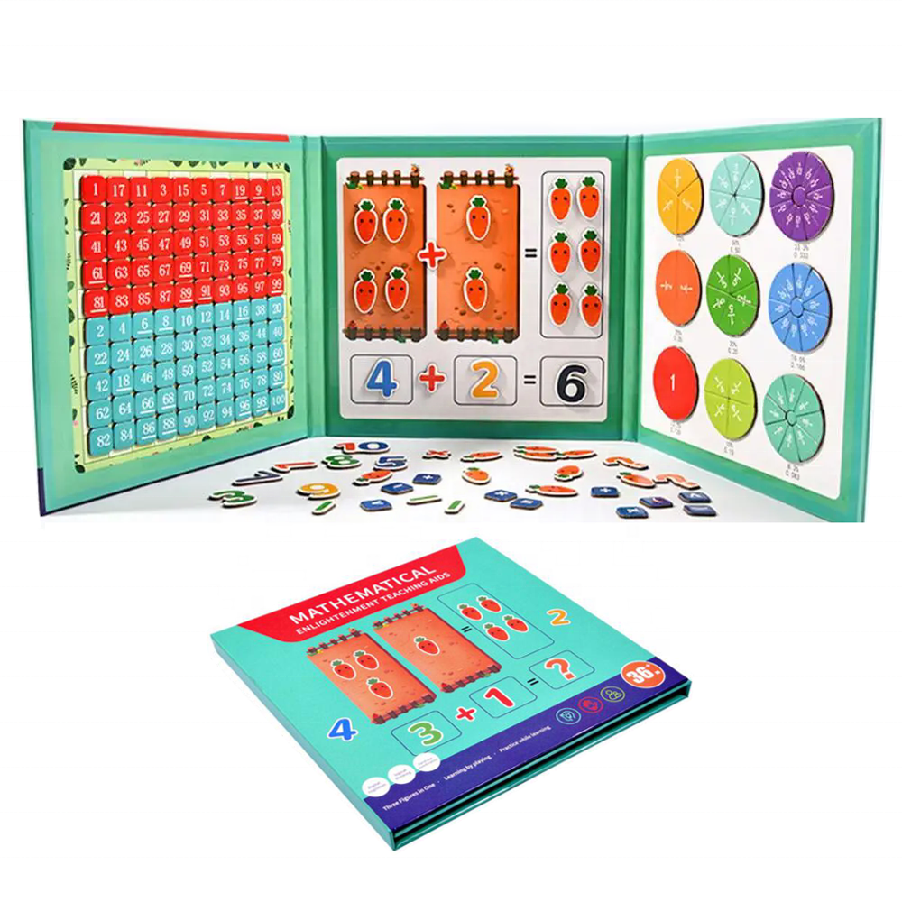 3 in 1 Magnetic Math Puzzle Book Preschool Mathematics Digital Decomposition Fraction Circle Learning Toy Math Manipulatives Kit