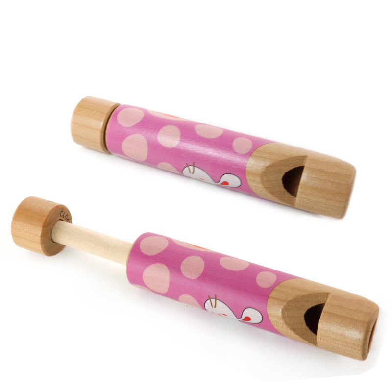 Hot Sell Orff Solid Wood Push-Pull Flute Cartoon Style Bass Wooden Children's Music Toy for Kids Toddler Boys &amp; Girls Wholesale