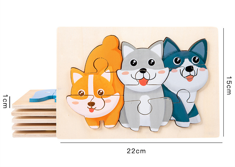 3D Early Education Learning Puzzle Animal Board Kids Toys