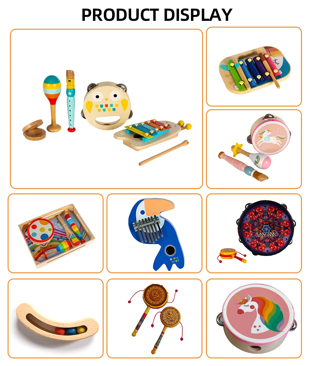 Educational Wooden Kids Musical Instruments Drum Wholesale Pink Drum Toys Set Detail