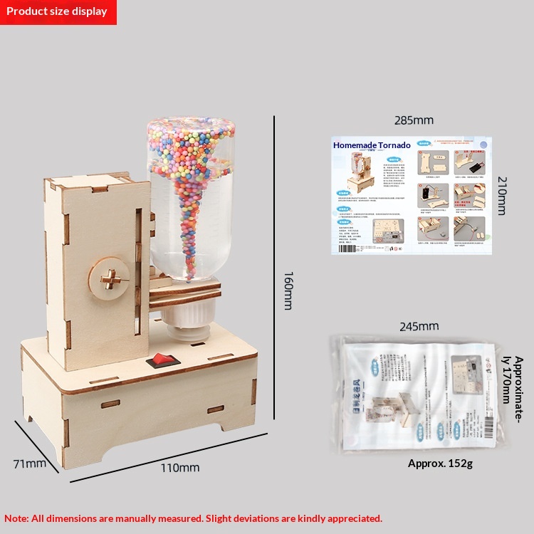 Wooden Toys Kit Scientific Experiment Simulated Waterspout Model Science Project Small Craft Electric Vortex Wooden Teaching Aid